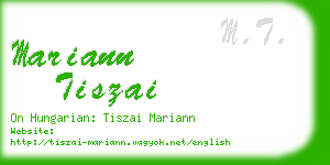 mariann tiszai business card